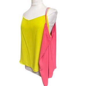 Loft Womens Set 2 Yellow &‎ Coral Camisole String Racer Tank Top Cami Size L